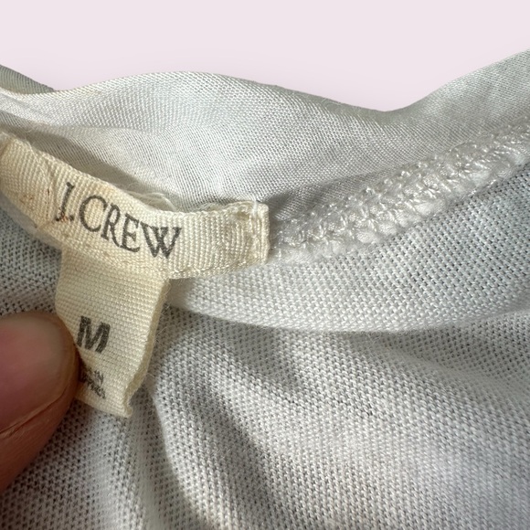Women’s J. Crew White Ruffle Button Front Tank Top Cotton Poly Blend Sz Medium - Picture 7 of 11